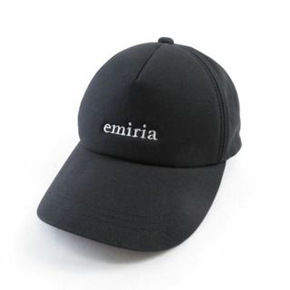 エミリアウィズ(EmiriaWiz)の美品 Emiria Wiz エミリアウィズ ES0036 キャップ 1点 ブラック F コットン100％ 綿 黒 ロゴ 帽子 レディース AU1756C (キャップ)