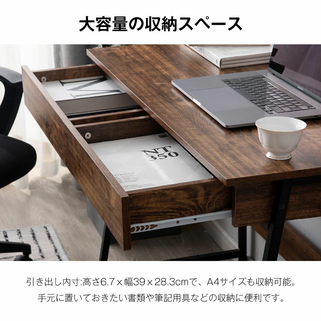 (ホワイト)パソコンデスク引き出し付き幅100奥48 【人気商品】