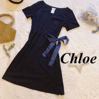 クロエ(Chloe)の【美品】クロエ　Chloe ワンピース　黒　Aライン　膝丈ワンピース(ひざ丈ワンピース)