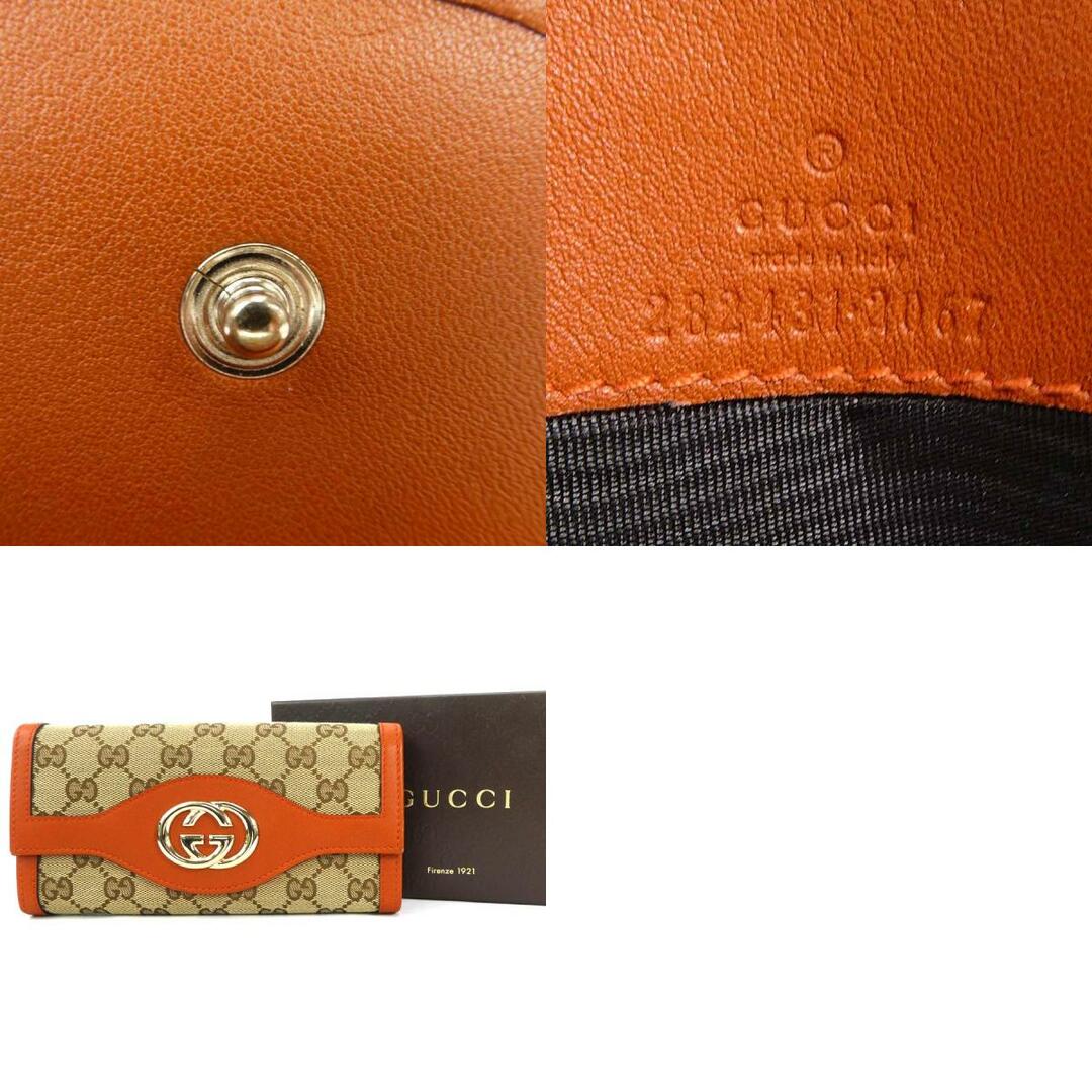 Gucci(グッチ)のグッチ GUCCI 二つ折り長財布 GGキャンバス キャンバス/レザー ベージュ/オレンジ ゴールド ユニセックス 282431 送料無料【中古】 e56151f メンズのファッション小物(長財布)の商品写真