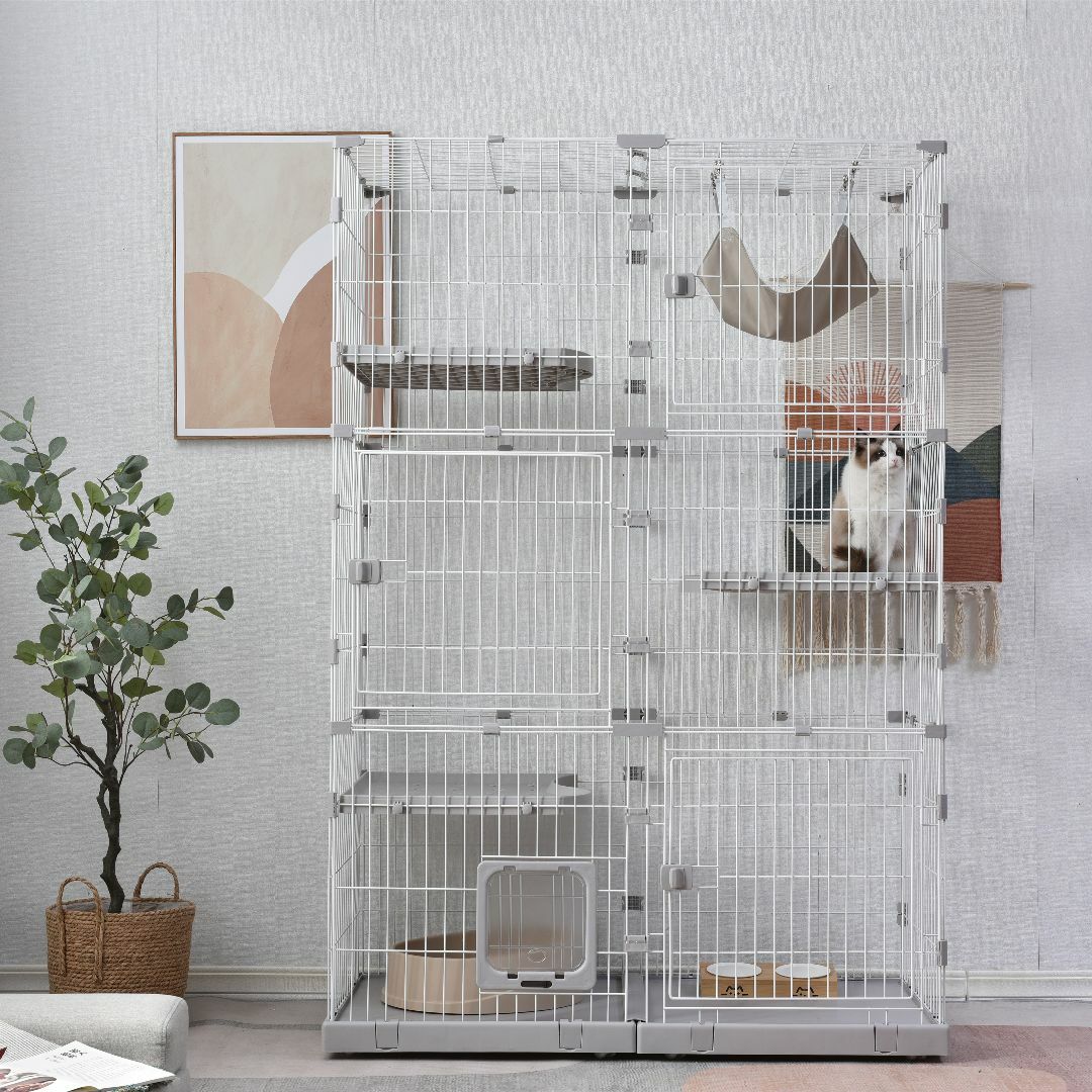 メール便送料無料05 猫 ケージ キャットケージ 3段 幅広設計 自由