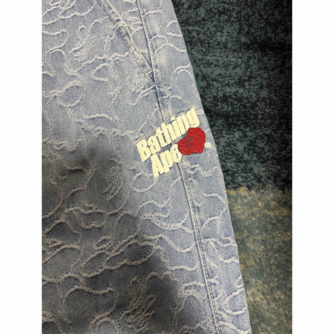 A BATHING APE LINE CAMO DENIM SHORTS