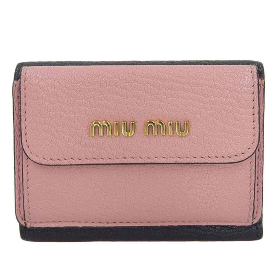 miu miu ミュウミュウ MADRAS レザー 三つ折り コンパクト財布 5MH020