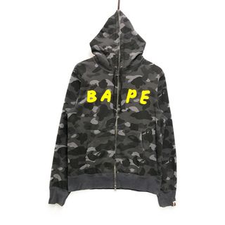 アベイシングエイプ(A BATHING APE)のA BATHING APE アベイシングエイプ ×キースへリング 迷彩 ジップ パーカー 黒迷彩 サイズL 正規品 / B3921(パーカー)