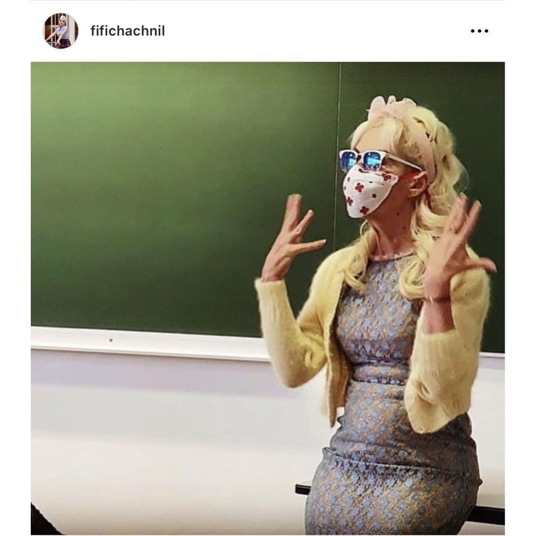 FIFI CHACHINIL 別注フラワーパフスリーブブラウス ブルー