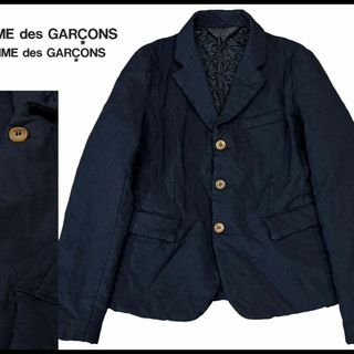 コムデギャルソンコムデギャルソン(COMME des GARCONS COMME des GARCONS)の美品 コムデギャルソン コムコム 14AW ポリ 縮絨 3B ジャケット 紺 S(テーラードジャケット)