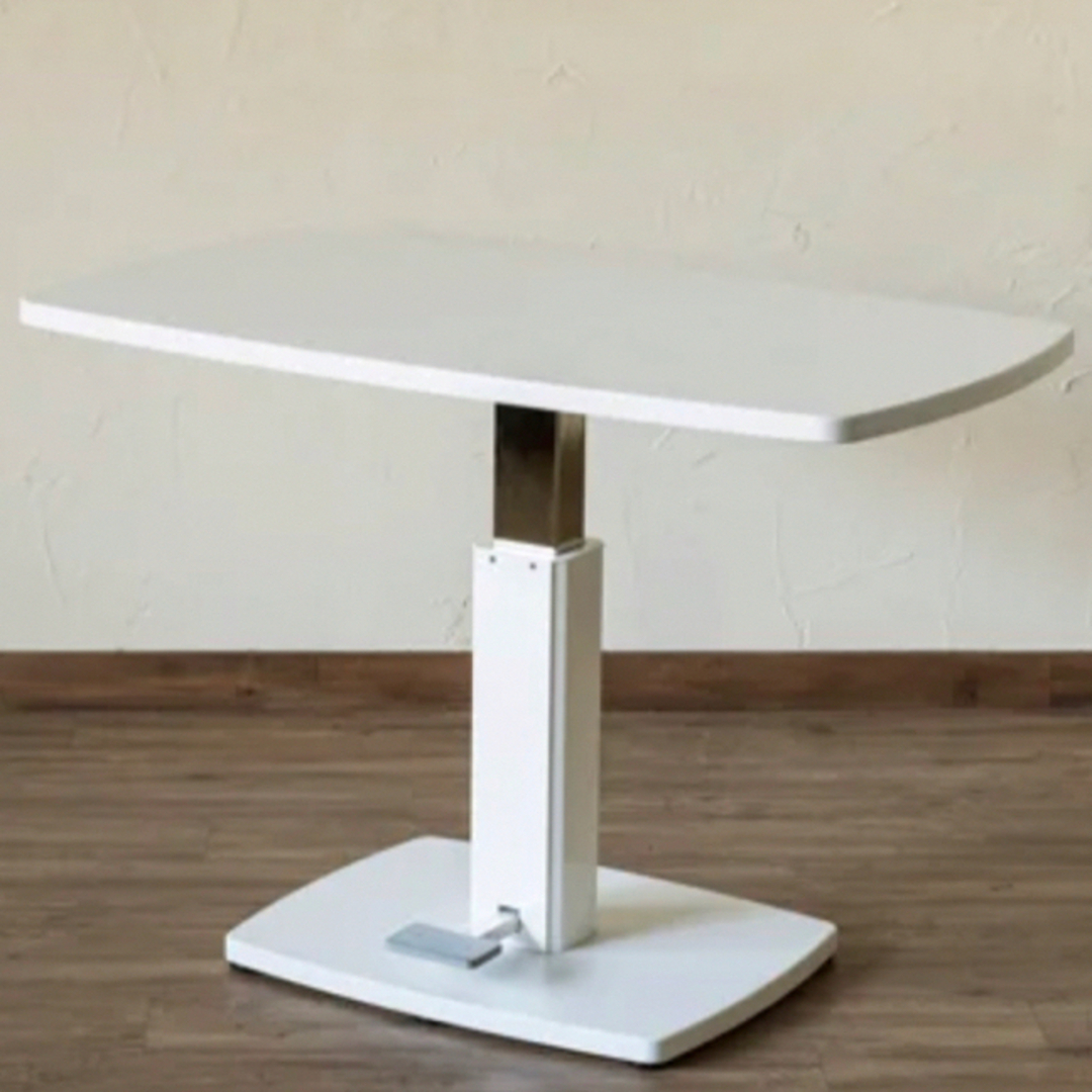 昇降式ダイニングテーブル 105×60 ホワイト