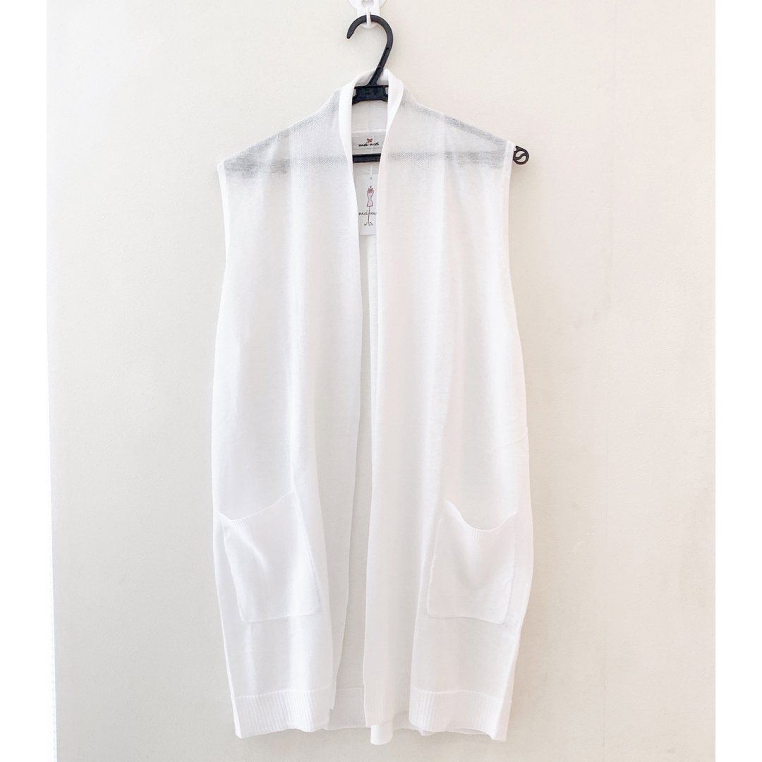 【新品】meí-meí メイメイ レースロングジレ/ロング丈ベスト カーディガン