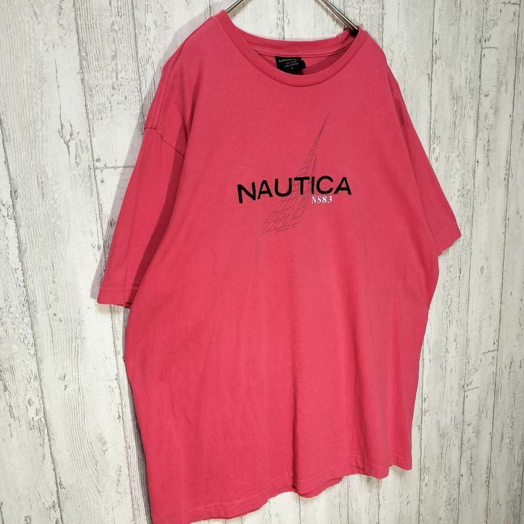 NAUTICA(ノーティカ)のノーティカ　センターロゴ　Tシャツ オーバーサイズ　レッド　古着 メンズのトップス(Tシャツ/カットソー(半袖/袖なし))の商品写真