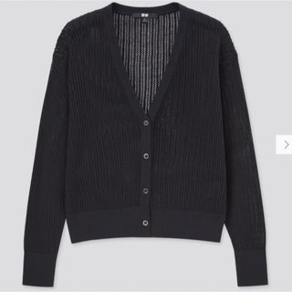 ユニクロ(UNIQLO)のユニクロ メッシュ カーディガン ブラック M 中古美品(カーディガン)