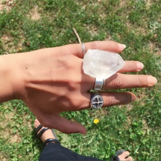 ハンドメイド リング シルバー 天然石 水晶 クリア フリーリング 指輪