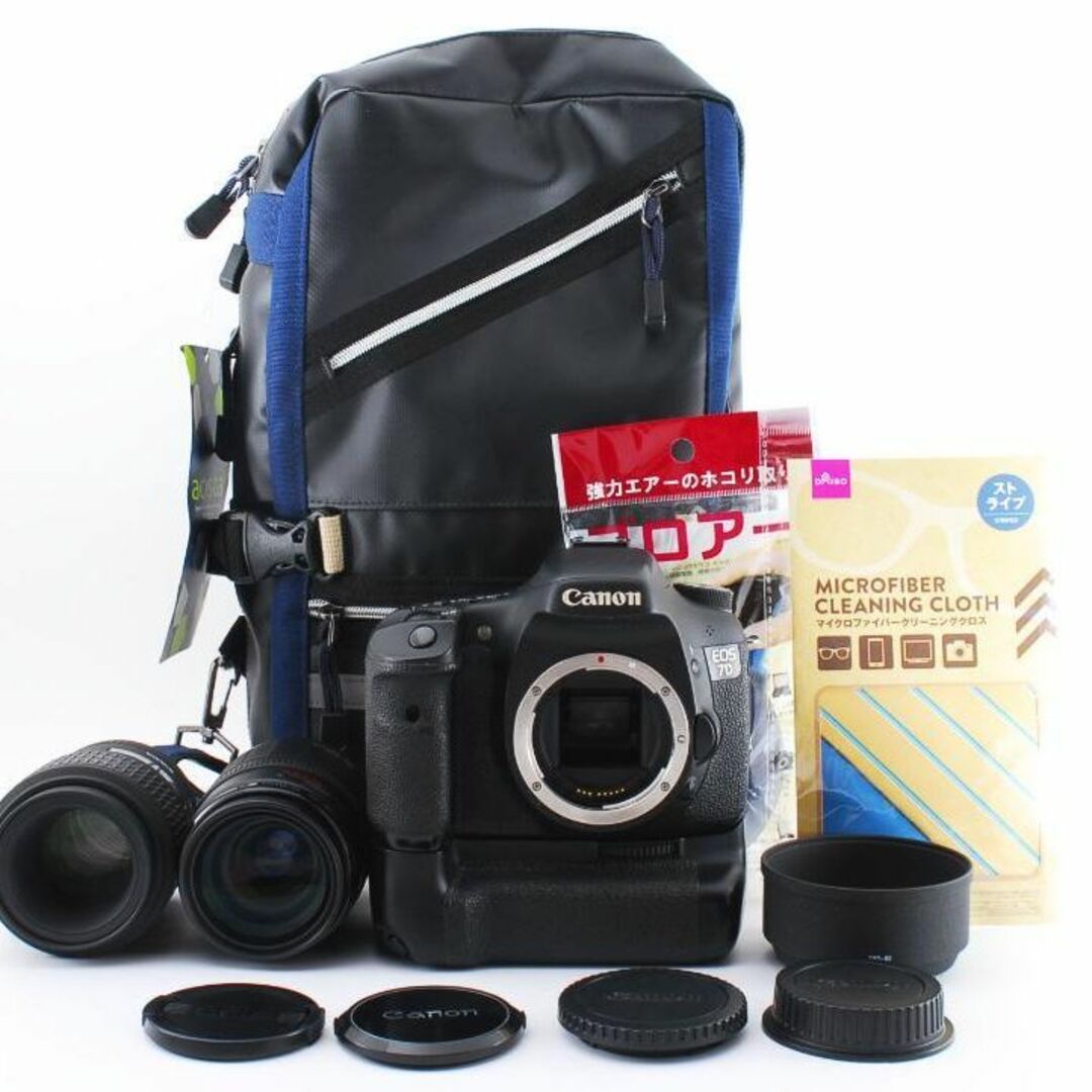 【D120】Canon EOS 7D バッテリー Wレンズセット 一眼レフカメラD12022000