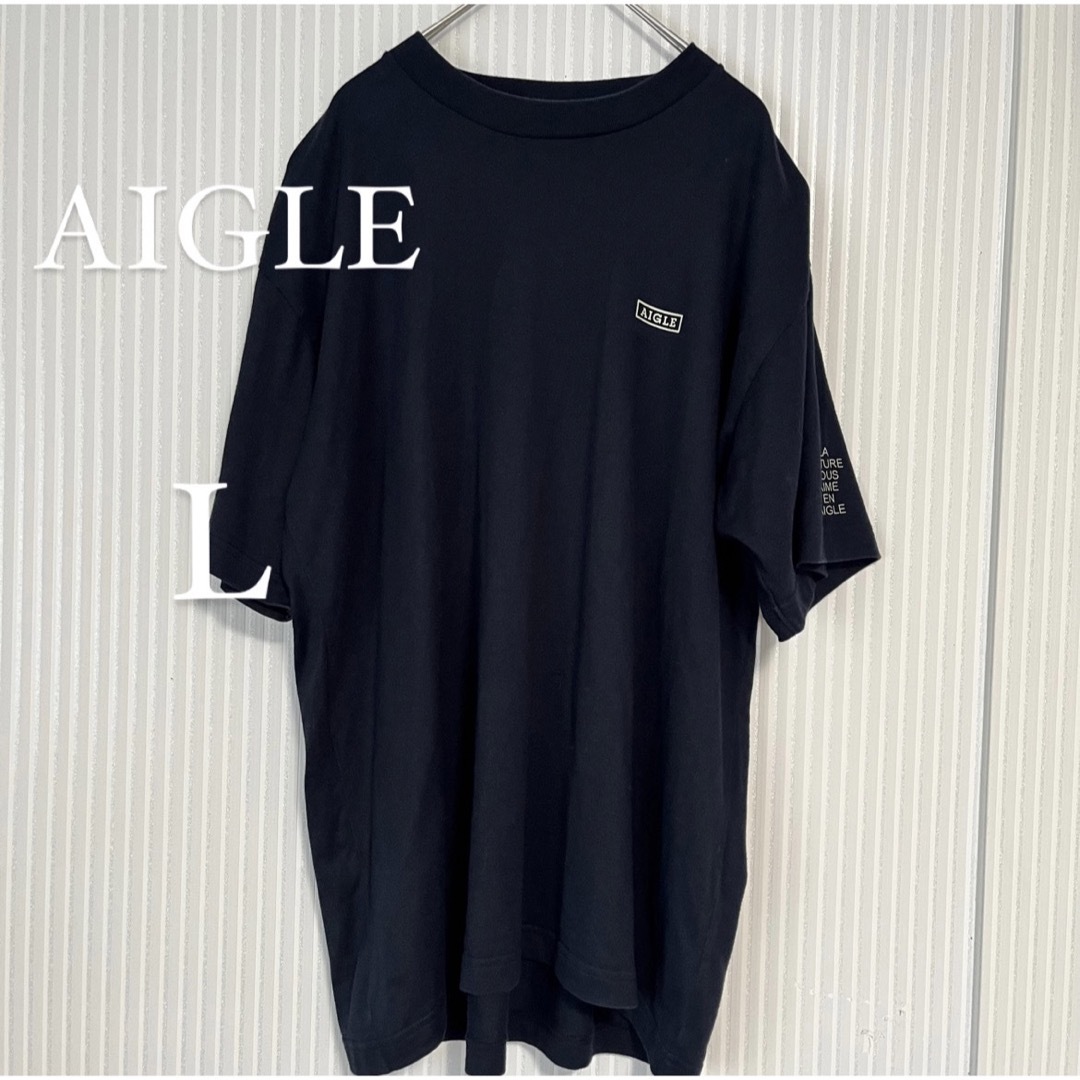 AIGLE(エーグル)の古着 AIGLE エーグル メンズ Tシャツ Lサイズ 紺色 メンズのトップス(Tシャツ/カットソー(半袖/袖なし))の商品写真