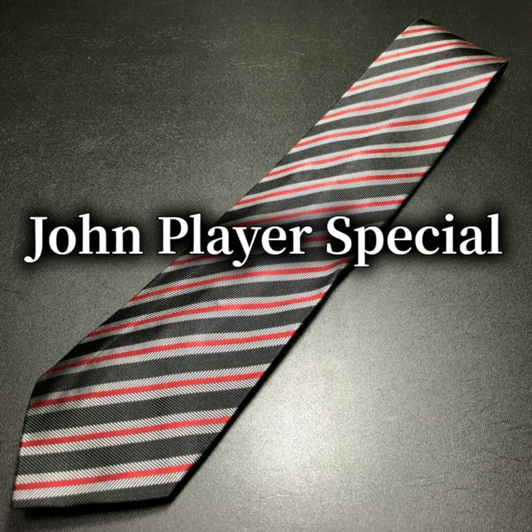 JPS(ジェーピーエス)のジョンプレイヤースペシャル レジメンタル ブラック ネクタイ B103-T15 メンズのファッション小物(ネクタイ)の商品写真