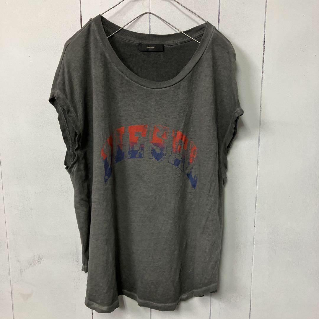 DIESEL(ディーゼル)のディーゼル　カットソー　ノースリーブ　Tシャツ　グラデーション　古着女子 レディースのトップス(カットソー(半袖/袖なし))の商品写真