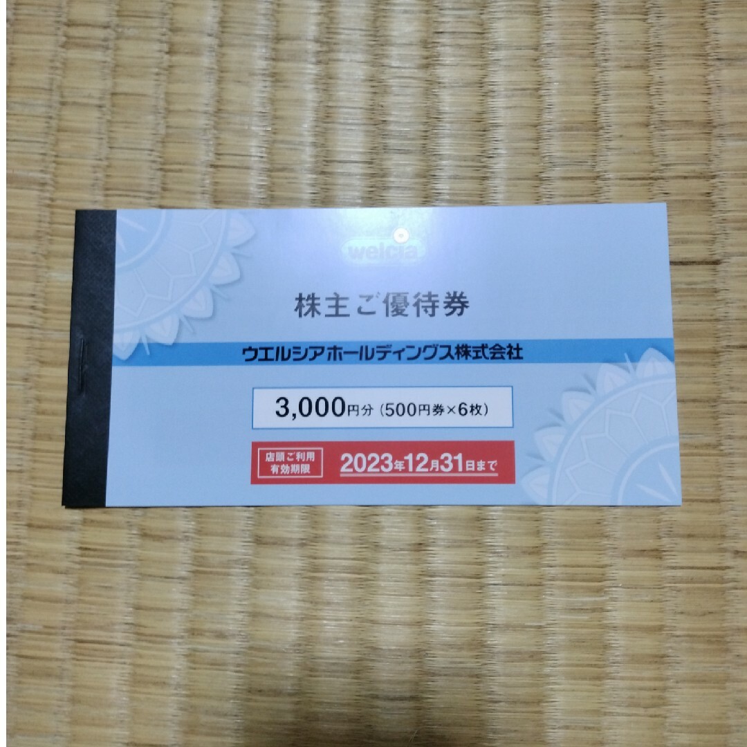 ウェルシア 株主優待3000円分 チケットの優待券/割引券(ショッピング)の商品写真