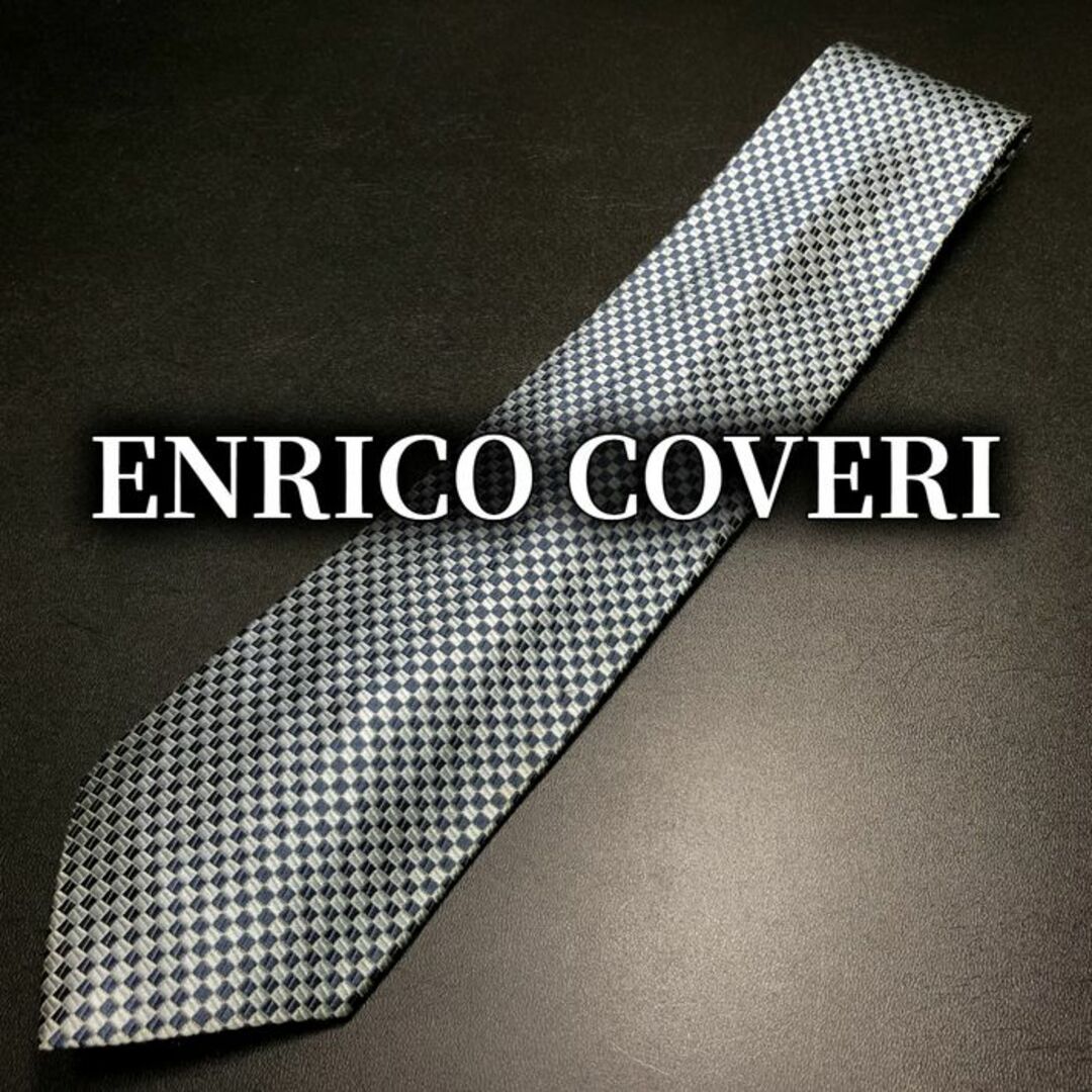 ENRICO COVERI(エンリココベリ)のエンリココベリ チェック スカイブルー＆ネイビー ネクタイ B103-U11 メンズのファッション小物(ネクタイ)の商品写真