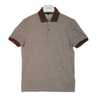 グッチ(Gucci)の★グッチ 総柄 半袖ポロシャツ ブラウン×ホワイト sizeS(Tシャツ/カットソー(半袖/袖なし))