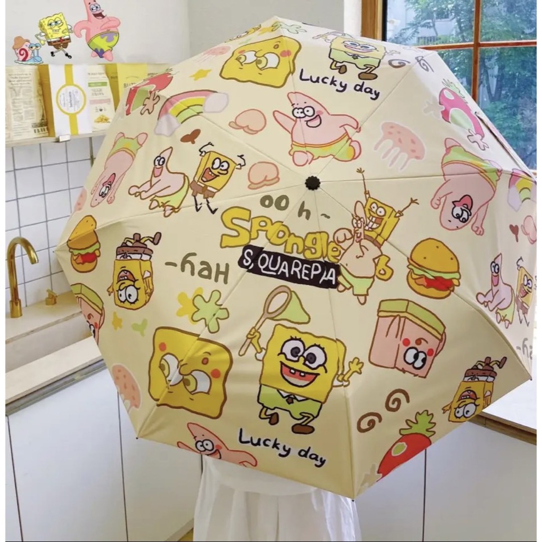 みんみん様専用　スポンジボブ  日傘　折り畳み　晴雨兼用 レディースのファッション小物(傘)の商品写真