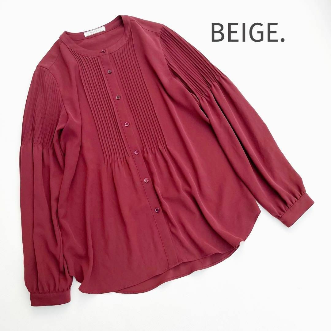 BEIGE, - ベイジBEIGE*ピンタックブラウス とろみ 通勤 バンドカラー
