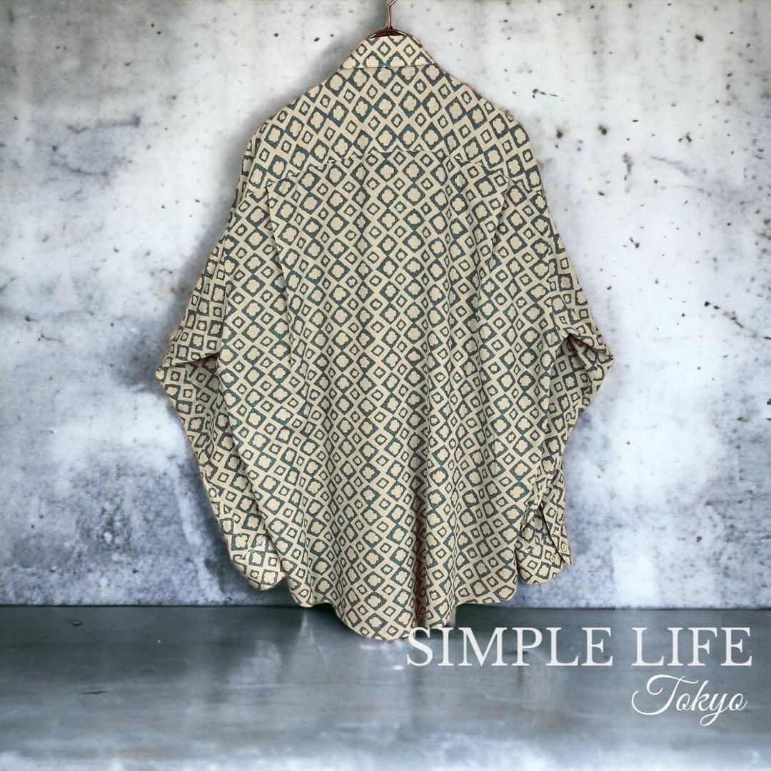 SIMPLE LIFE(シンプルライフ)の【シンプルライフ】長袖 シャツ キュプラ 幾何学模様 柄シャツ M メンズ メンズのトップス(シャツ)の商品写真