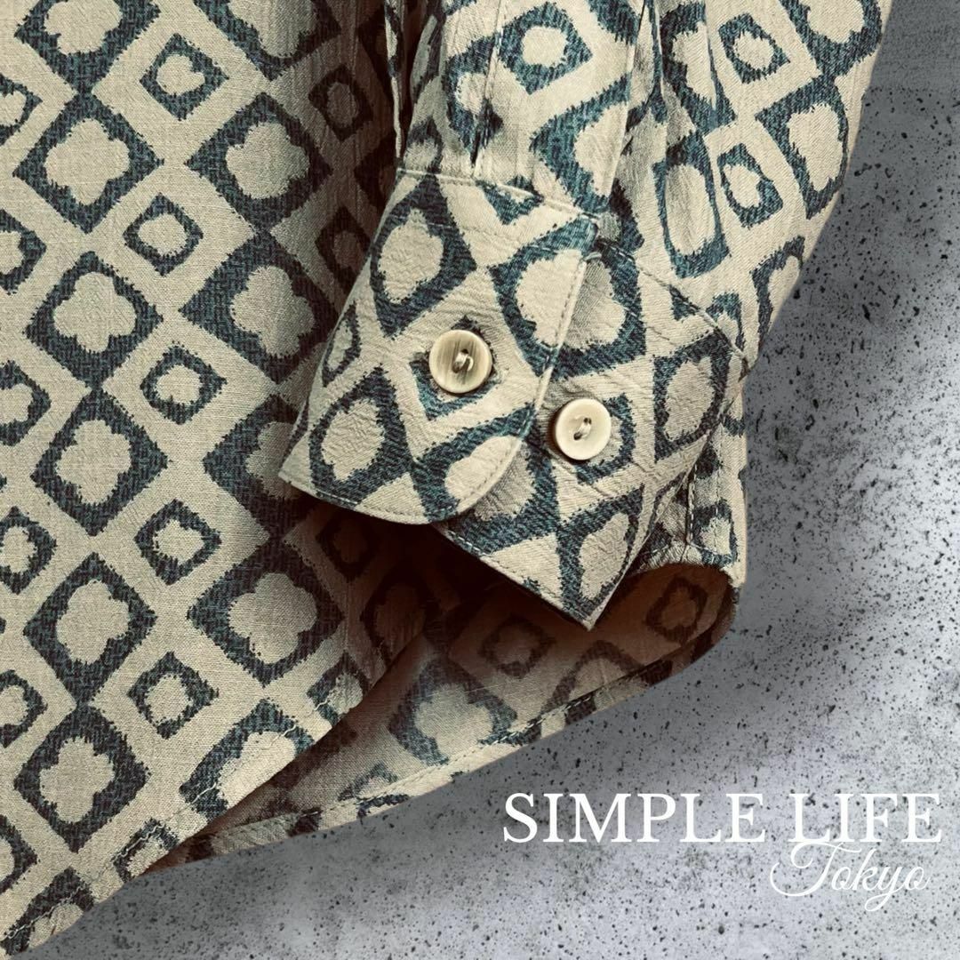 SIMPLE LIFE(シンプルライフ)の【シンプルライフ】長袖 シャツ キュプラ 幾何学模様 柄シャツ M メンズ メンズのトップス(シャツ)の商品写真