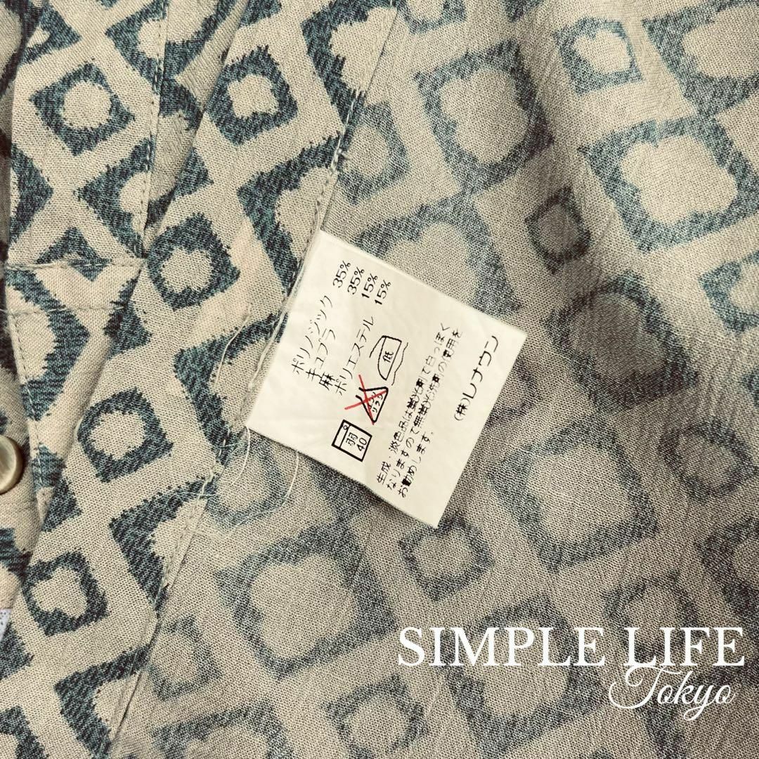 SIMPLE LIFE(シンプルライフ)の【シンプルライフ】長袖 シャツ キュプラ 幾何学模様 柄シャツ M メンズ メンズのトップス(シャツ)の商品写真