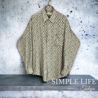 SIMPLE LIFE - 【シンプルライフ】長袖 シャツ キュプラ 幾何学模様 柄シャツ M メンズ