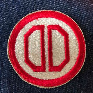 ワッペン　白赤　円形　刺繍ワッペン　US ARMY WWII 31st(カスタムパーツ)