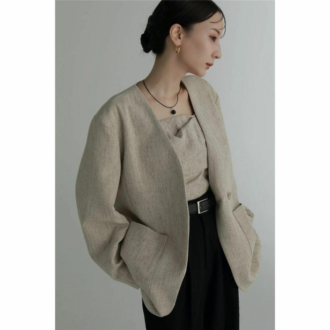 louren power shoulder no collar jacket