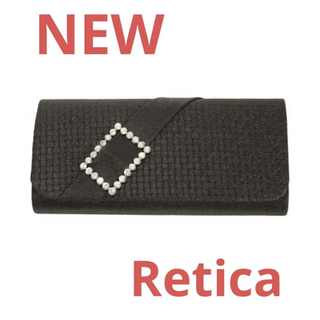 レティカ(Retica)の1808 新品　Retica ビジュー付き　グリッターラメ　クラッチバッグ　黒(クラッチバッグ)
