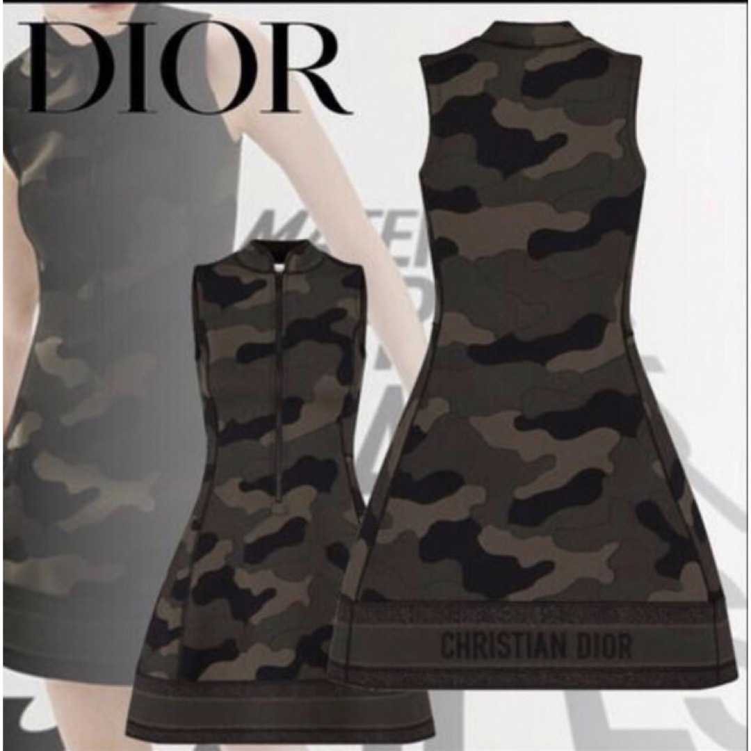 極美品】Dior 2020AW 迷彩 ロゴ ワンピース - ミニワンピース