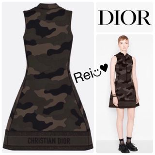 Dior ディオール ウール シルク混 ノースリーブ ミニドレス ワンピース-