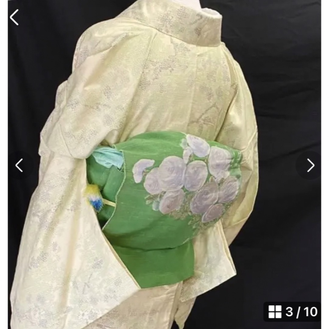 nakano様専用〈水色に椿の名古屋帯〉白系 〈黄緑色の八寸名古屋