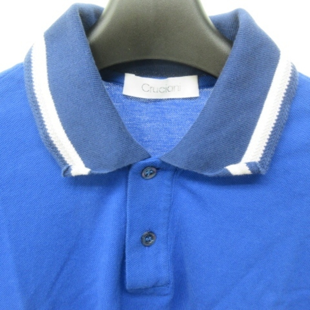 クルチアーニ cruciani カノコ ポロシャツ 半袖 青 半袖 44 約XS