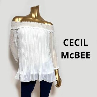 セシルマクビー(CECIL McBEE)の【2854】CECIL McBEE プリーツ オフショル トップス M(シャツ/ブラウス(長袖/七分))