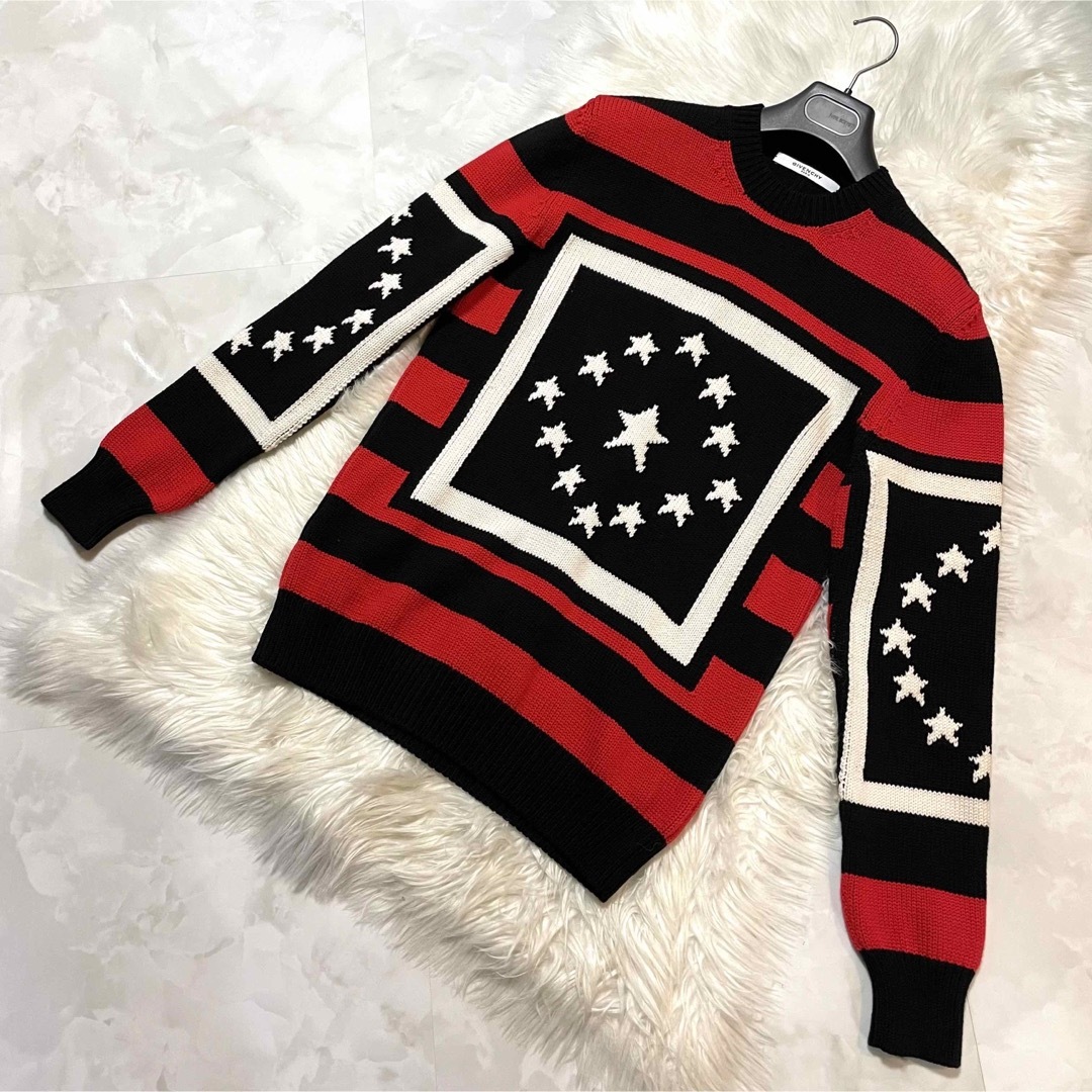 GIVENCHY - 本物 美品 ジバンシィ スター ボーダー セーター 赤 黒 白