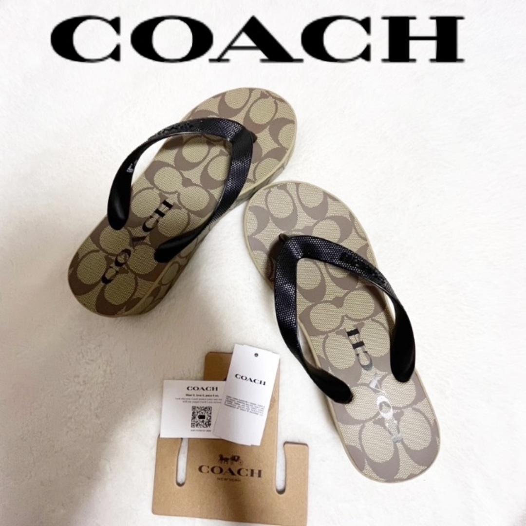 新品正規品◆COACHコーチ◆シグネチャーロゴ厚底サンダル