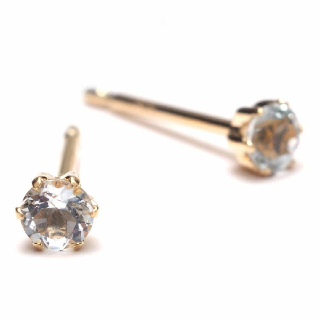 A.UN jewelry セカンドピアス 18金 アクアマリン 3mm 着けっぱ