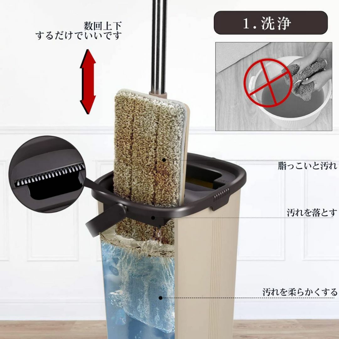 便利な専用バケツと交換パッド付きフロアモップセット | svetinikole