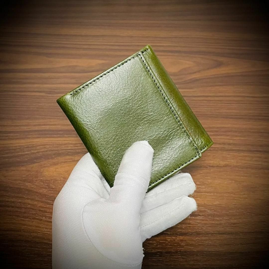 イタリアンレザー ミニ財布 三つ折り コンパクト メンズ財布 本革