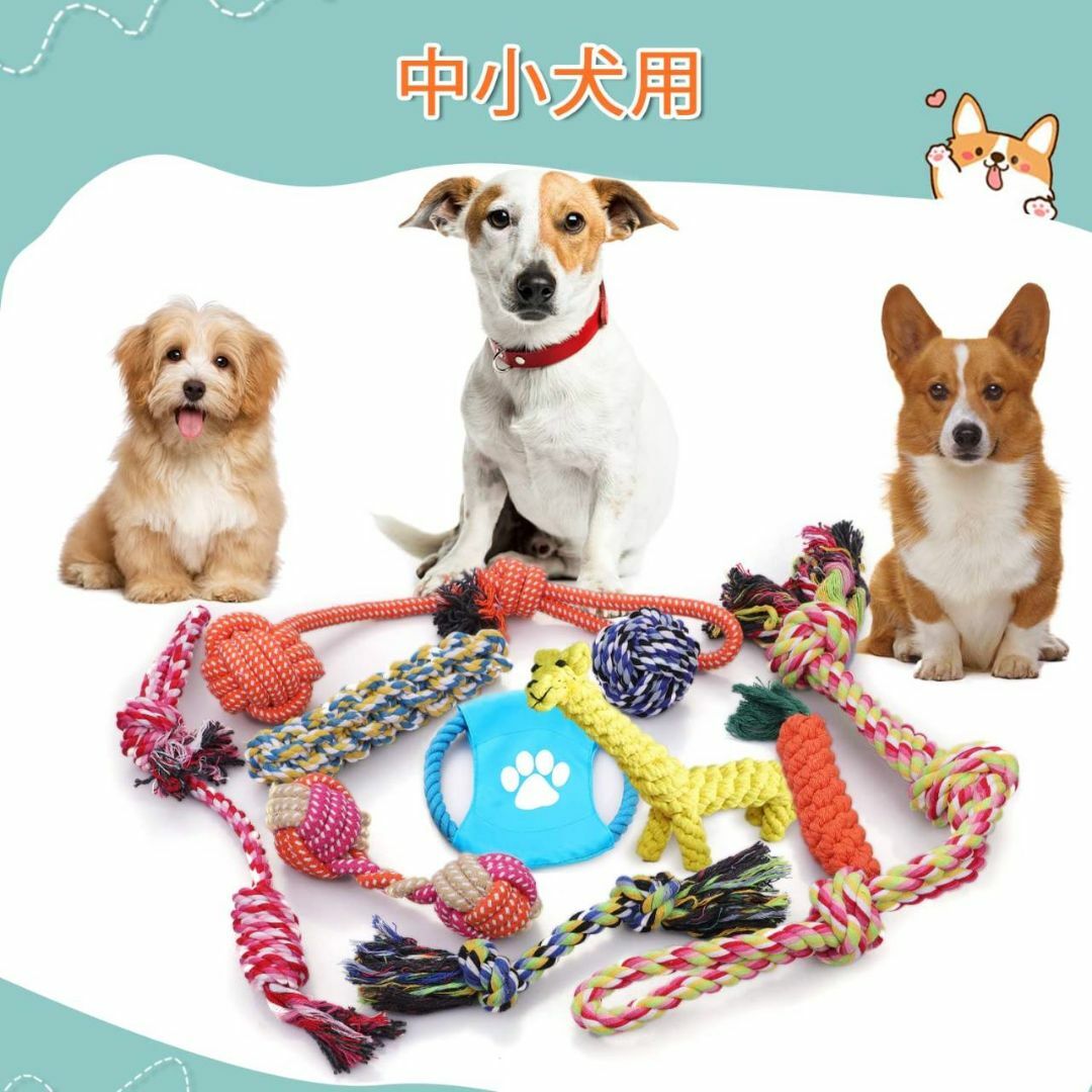 ペット用の犬の知育玩具セット ロープおもちゃ10個 6