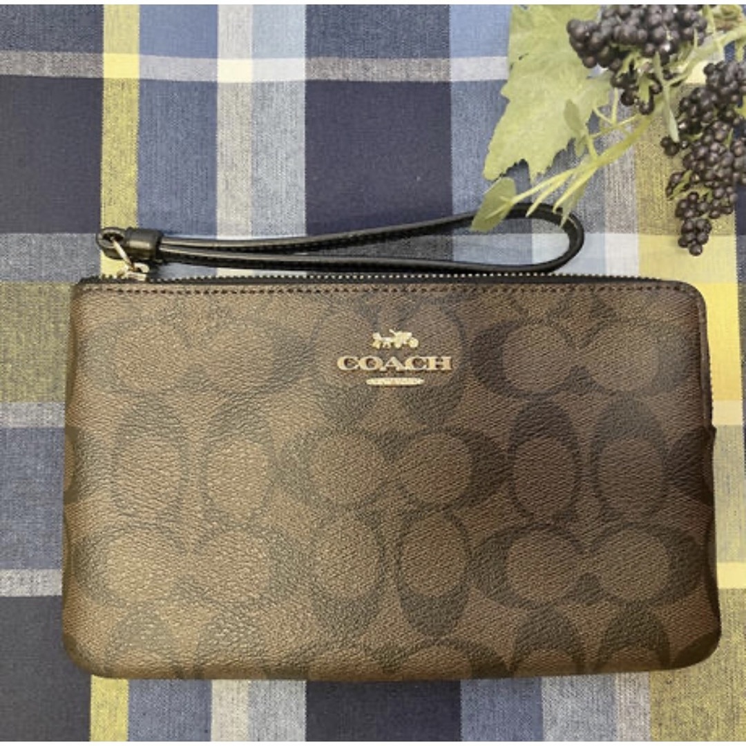 【6648 IMAA8】コーチ COACH ポーチ ダークブラウンレディース