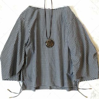 スピックアンドスパン(Spick & Span)の美品♪スピックアンドスパン ボリュームスリーブ ブラウス　ゆったり 綿 チェック(シャツ/ブラウス(長袖/七分))