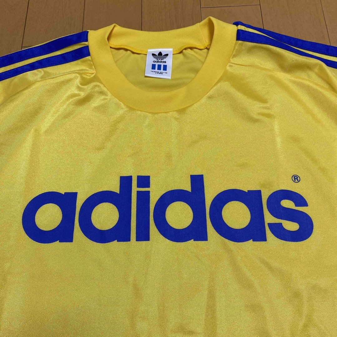 90s adidas アディダス デサント製 ビッグロゴ Tシャツ ゲームシャツ | フリマアプリ ラクマ