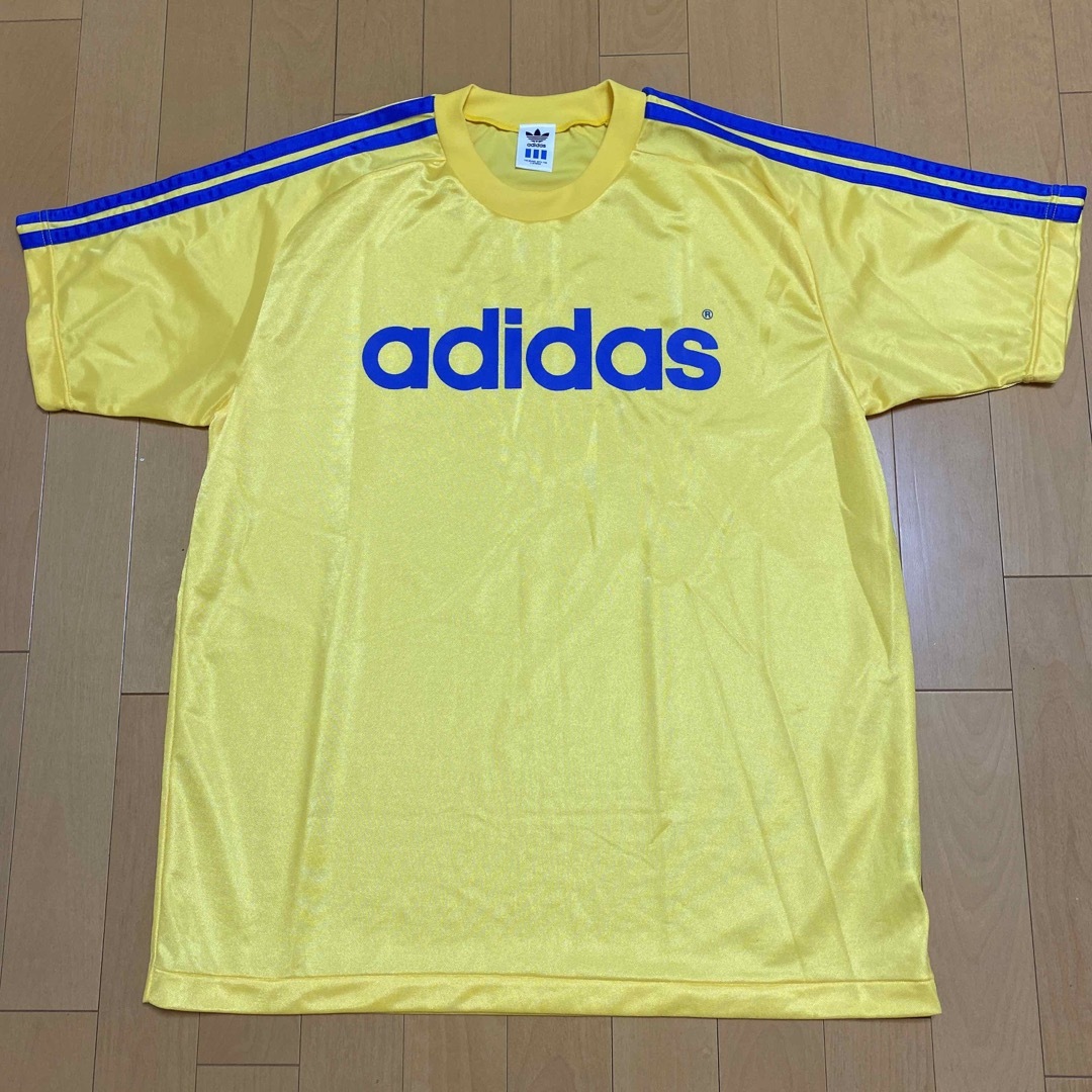アディダス☆USA製ビッグロゴ・トレフォイルロゴプリントゲームシャツ 90s