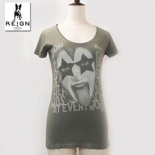 レイン(REIGN)の新品 REIGN レディース プリント Tシャツ グリーン XS(Tシャツ(半袖/袖なし))