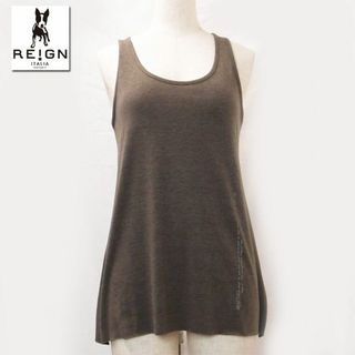 レイン(REIGN)の新品 REIGN レディース プリント タンクトップ ブラウン S(Tシャツ(半袖/袖なし))