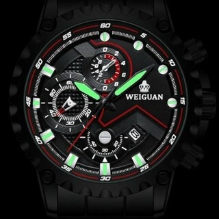 新品 デュアル クロノグラフ レザーベルト WEIGUAN 腕時計(腕時計(アナログ))