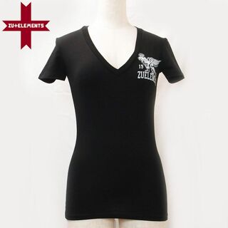 ZU ELEMENTS レディース ストレッチ プリントT ブラック XS(Tシャツ(半袖/袖なし))